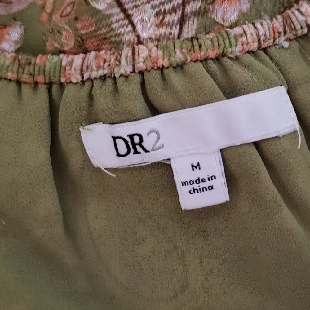Daniel Rainn DR2 M Green Pink Paisley Top‎ Cottage Ruffle Coquette Boho Chic - Picture 6 of 7